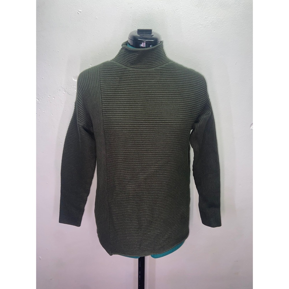C+D+M Collection Army Green Mock Neck Ribbed Knit Sweater Heavyweight Cozy Fall